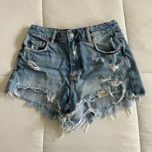Zara Ripped Jean Shorts